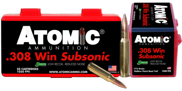 Atomic Ammunition 00430 Rifle Subsonic 308 Win 175 gr SubSonic 50 Per Box/ 10 Case