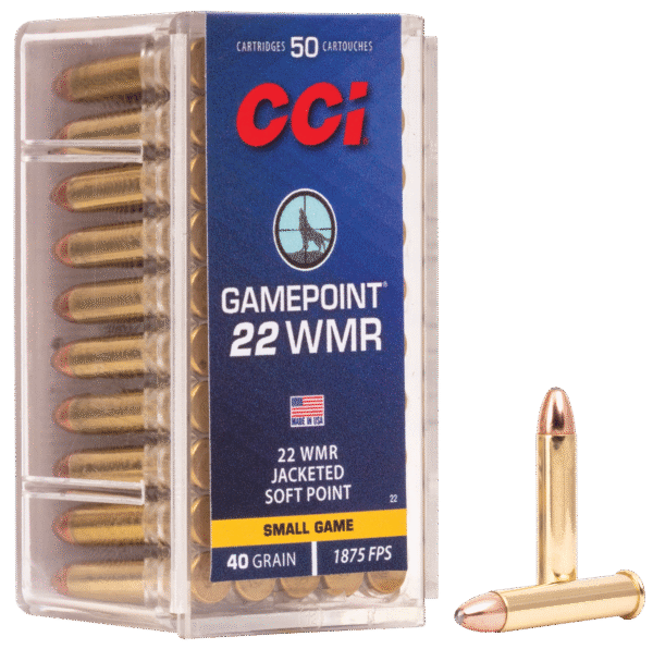 CCI 0022 Gamepoint Rimfire 22WMR 40gr Jacketed Soft Point 50 Per Box/40 Case