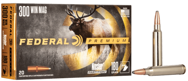 Federal P300WD2 Premium 300WinMag 180gr Nosler Partition 20 Per Box/10 Case