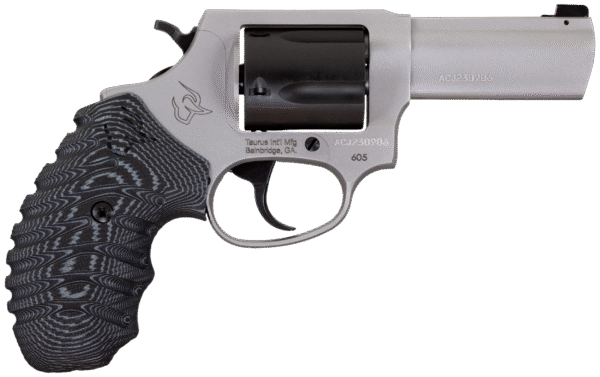 Taurus 260535NSVZ Defender 605 SA/DA 357 Mag/38 Special +P 5rd 3" Matte Stainless Steel Barrel, Matte Black Cylinder, Matte Finish Stainless Steel Frame, Black/Gray VZ Grip, Night Front Sight