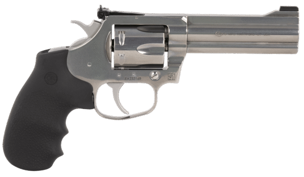 Colt Mfg KCOBRASB4NS King Cobra Target 357 Mag 6 Shot 4.25" Brushed Stainless Steel Barrel, Cylinder & Frame, Black Hogue Rubber w/Finger Grooves Grip