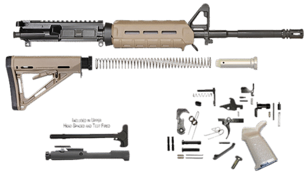Del-Ton Inc RKT100MLOKDE Rifle Kit 16" Manganese Phosphate Barrel 7075-T6 Aluminum Hard Coat Anodized Receiver