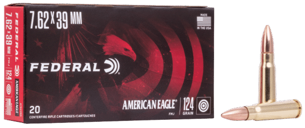 Federal A76239A American Eagle Rifle 7.62x39mm 124gr Full Metal Jacket 20 Per Box/25 Case