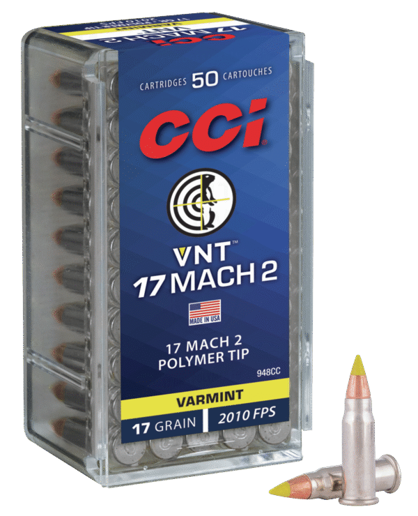 CCI 948CC VNT Rimfire 17Mach2 17gr Varmint Tipped 50 Per Box/100 Case
