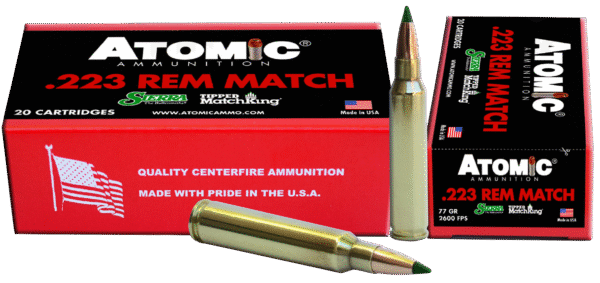 Atomic Ammunition 00459 Rifle Match 223Rem 77gr Tipped MatchKing 20 Per Box/10 Case