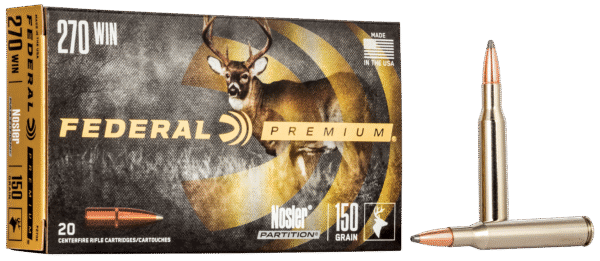 Federal P270E Premium  270Win 150gr Nosler Partition 20 Per Box/10 Case