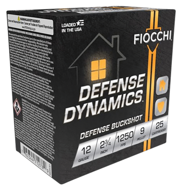 Fiocchi 12EX9P Defense Dynamics Defense Buckshot 12Gauge 2.75" 25 Per Box/10 Case