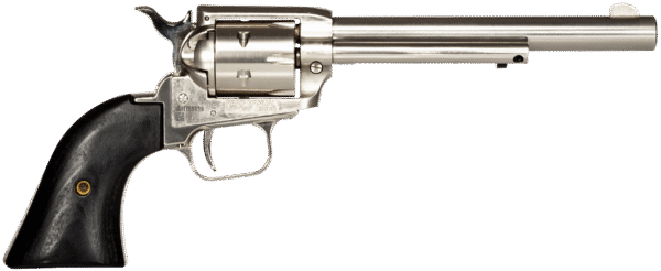 Heritage Mfg RR22NI6BW Rough Rider 22 LR 6rd 6.50" Nickel Steel Barrel, Nickel Aluminum Frame, Matte Nickel Cylinder, Black Laminate Grip, Hammer/Thumb Safety, Exposed Hammer