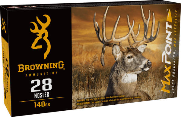 Browning Ammo B192100282 Max Point 28Nosler 140gr 20 Per Box/10 Case