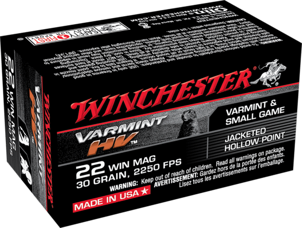 Winchester Ammo S22M2 Varmint HV  22WMR 30gr Jacketed Hollow Point 50 Per Box/40 Case